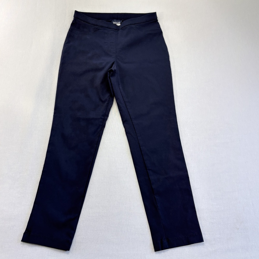 Basic Editions Navy Blue Pull On Stretch Pants Womens Small S/C 047771276838